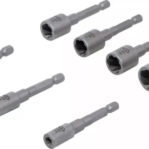 Kihagyhatatlan ajánlat BGS technic Sérült csavar és anya kiszedő készlet | külső hatszögletű behajtófej 6,3 mm (1/4") | fúrógépekhez | 7 darabos (74562)