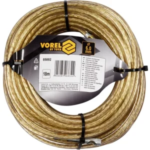 Olcsóbb VOREL Acél árubiztosító ponyva kötél 18 méter, 6 mm (85002)