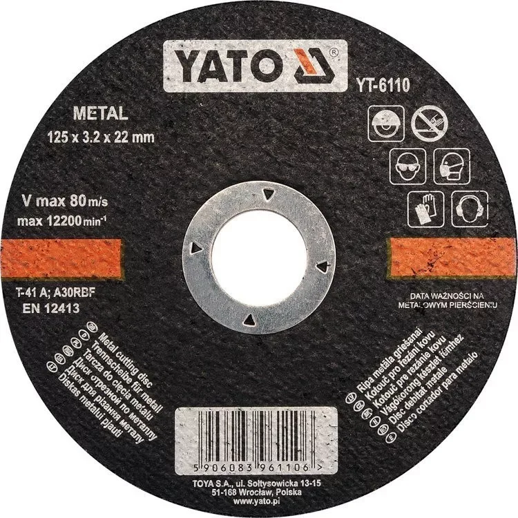 Árcsökkenés Yato vágókorong fémre 125 x 3,2 x 22 mm