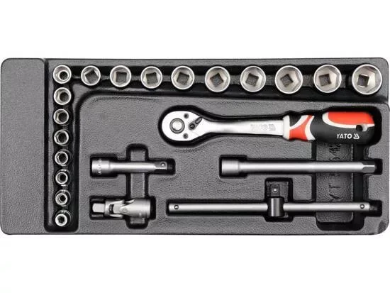 Yato dugókulcs készlet 22 részes 3/8" 6-22 mm CrV (fiókbetét) Újdonság