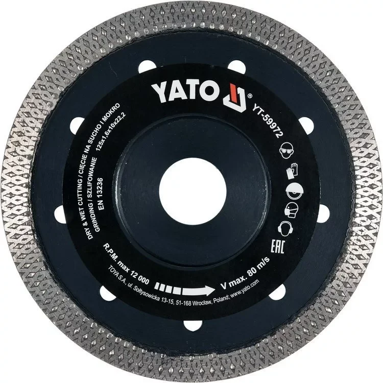 Yato gyémánt vágókorong 125 x 1,6 x 10 x 22,2 mm folytonos Árcsökkenés