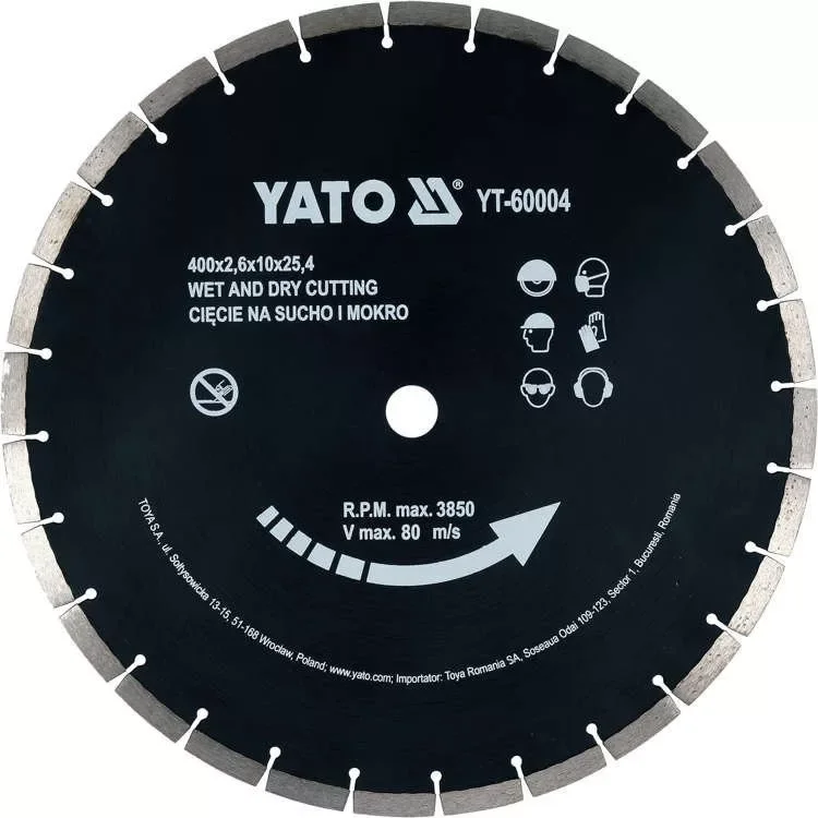Yato gyémánt vágókorong 400 x 3,6 x 10,0 x 25,4 mm szegmentált Rendeld meg most