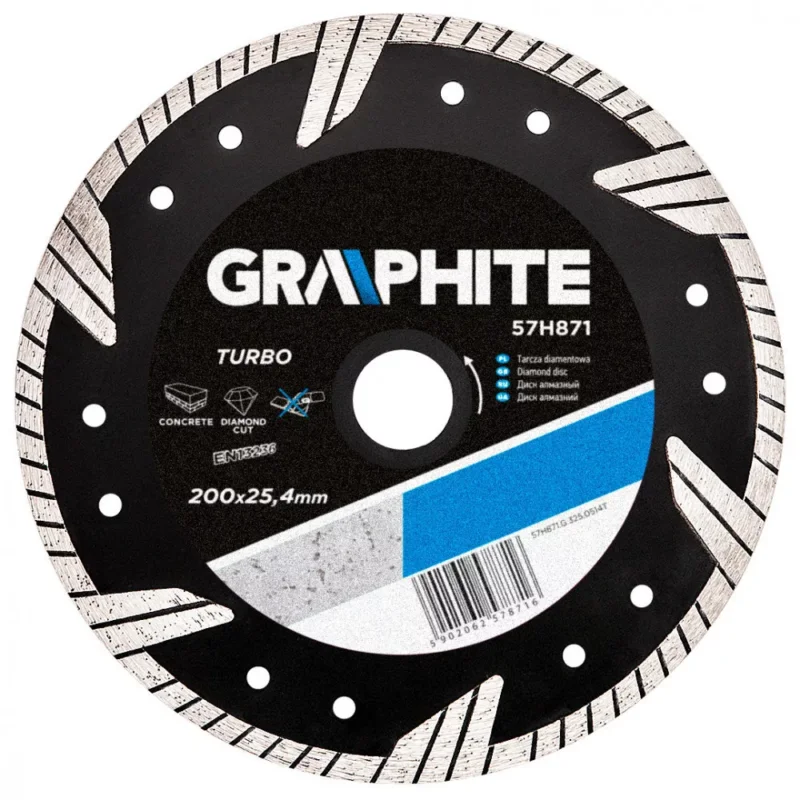 Alacsony ár Graphite gyémánt vágókorong 200x25,4 mm, turbo