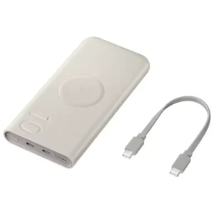 Samsung vésztöltő 2 Type-C aljzat (10000mAh, 25W, PD gyorstöltő, wireless, LED jelzés) BÉZS Népszerű