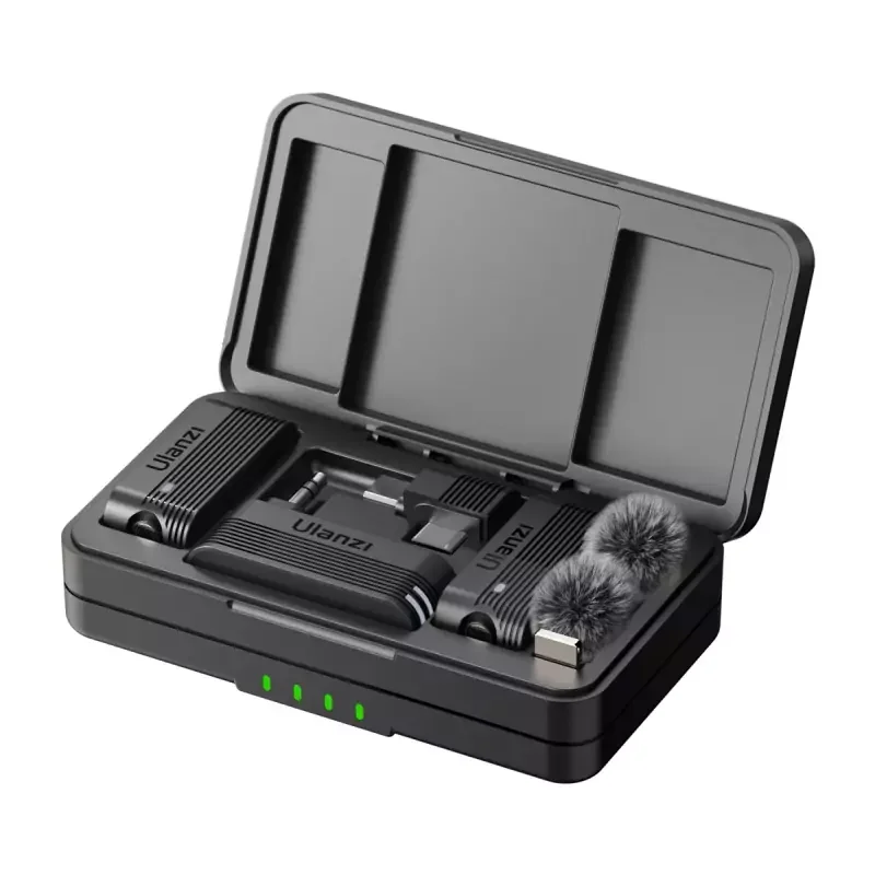 Ulanzi A100 vezeték nélküli lavalier mikrofon, 2 mikrofon és 1 vevő, usb-c, 3,5 jack, fekete (UL-A01 Utolsó esély