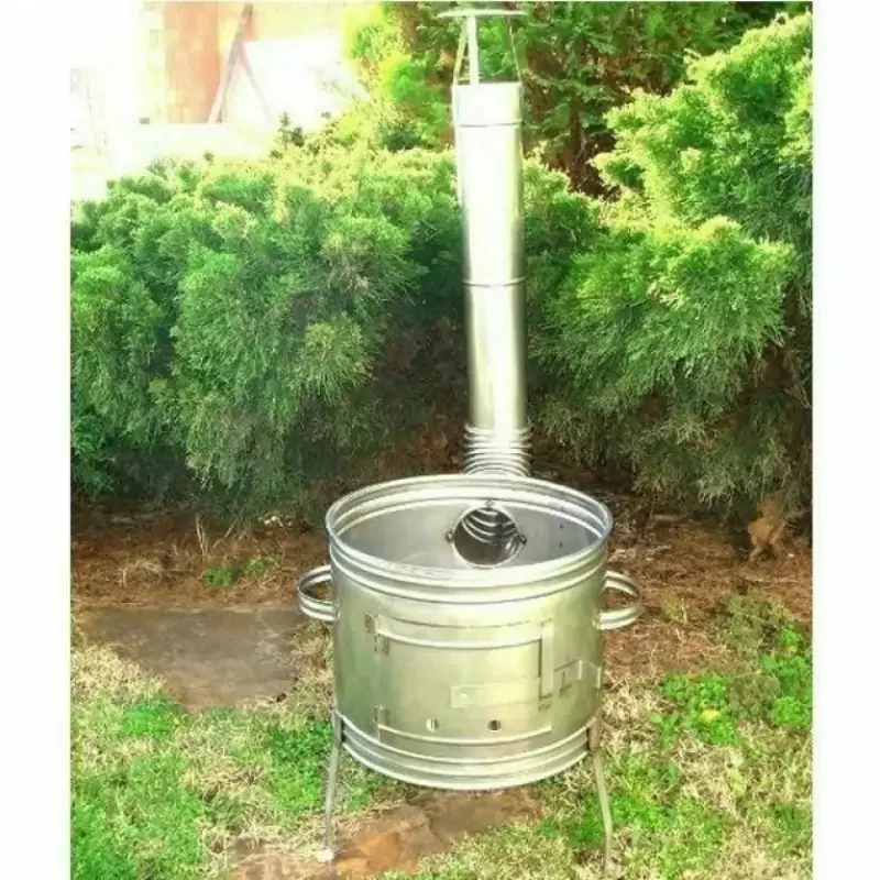 Gyors szállítás Parti üstház inox színben, 36 cm + kémény + könyök (10447)