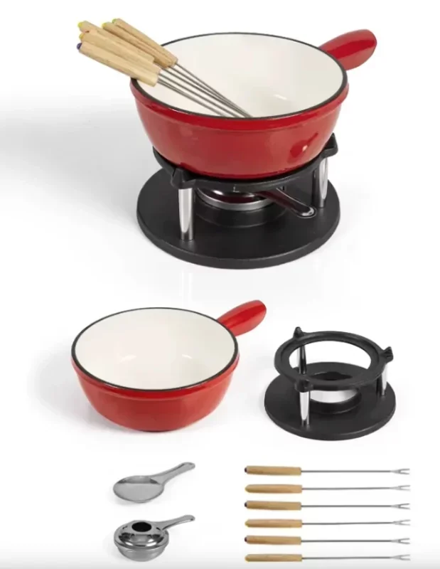 Perfect Home zománcozott öntöttvas Fondue szett 1,8L, piros (16643) Expressz szállítás