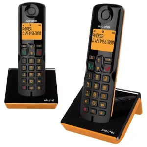 Végkiárusítás Alcatel S280 DUO telefon készülék (vezeték nélküli, 1 bázis, 2 kézibeszélő, nagy kijelző, DECT) FEKE