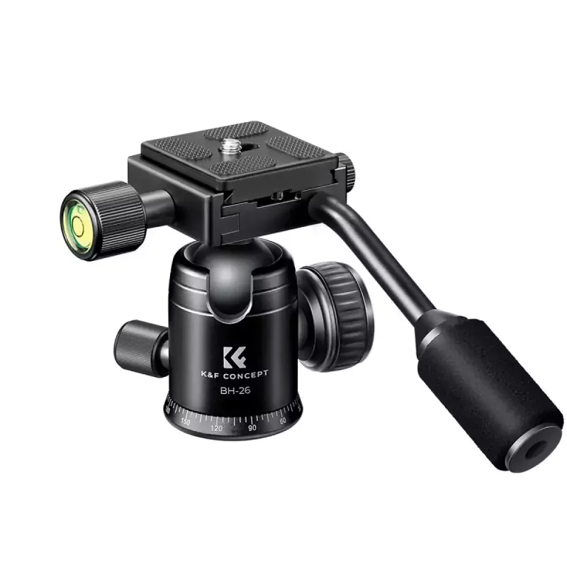 Gyors szállítás K&F Concept BH-26 állvány gömbfej karral, 26mm, 8kg teherbírás, vízmérték, arca swiss, 3/8"-1/4" (KF