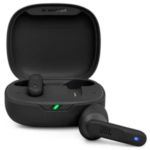 Biztonságos vásárlás JBL WAVE FLEX bluetooth fülhallgató SZTEREO (v5.2, TWS, mikrofon, zajszűrő, IP54 + töltőtok) FEKETEJ