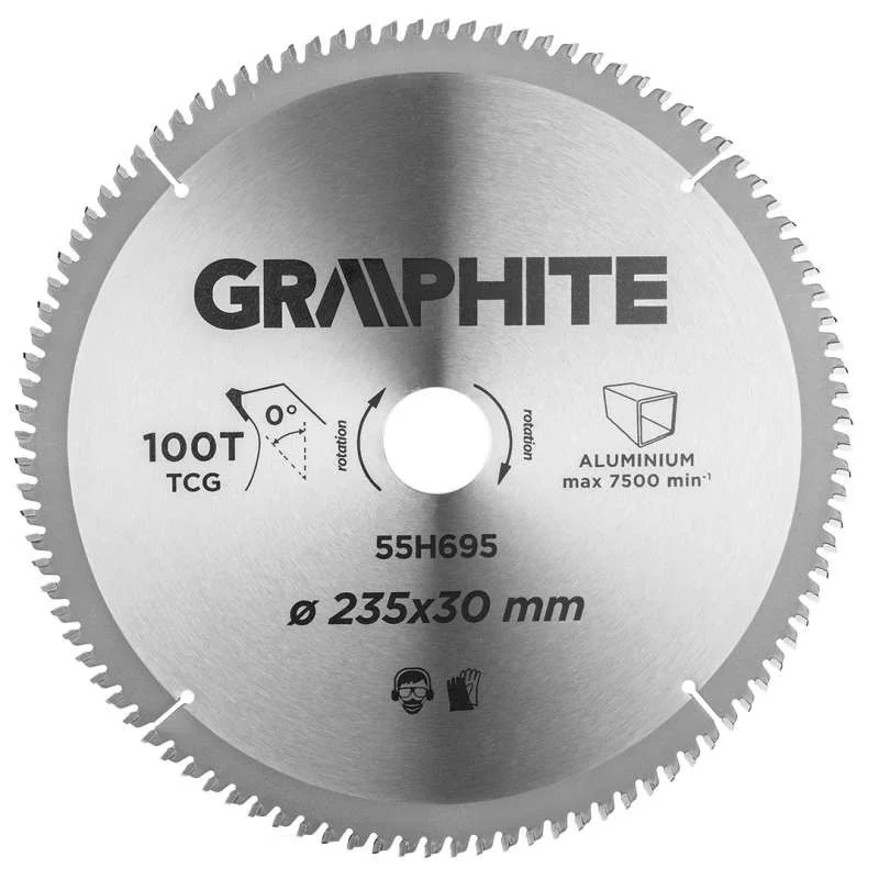 Akció Körfurészlap GRAPHITE keményfém fogakkal 235x30mm 100 fog alu 55H695