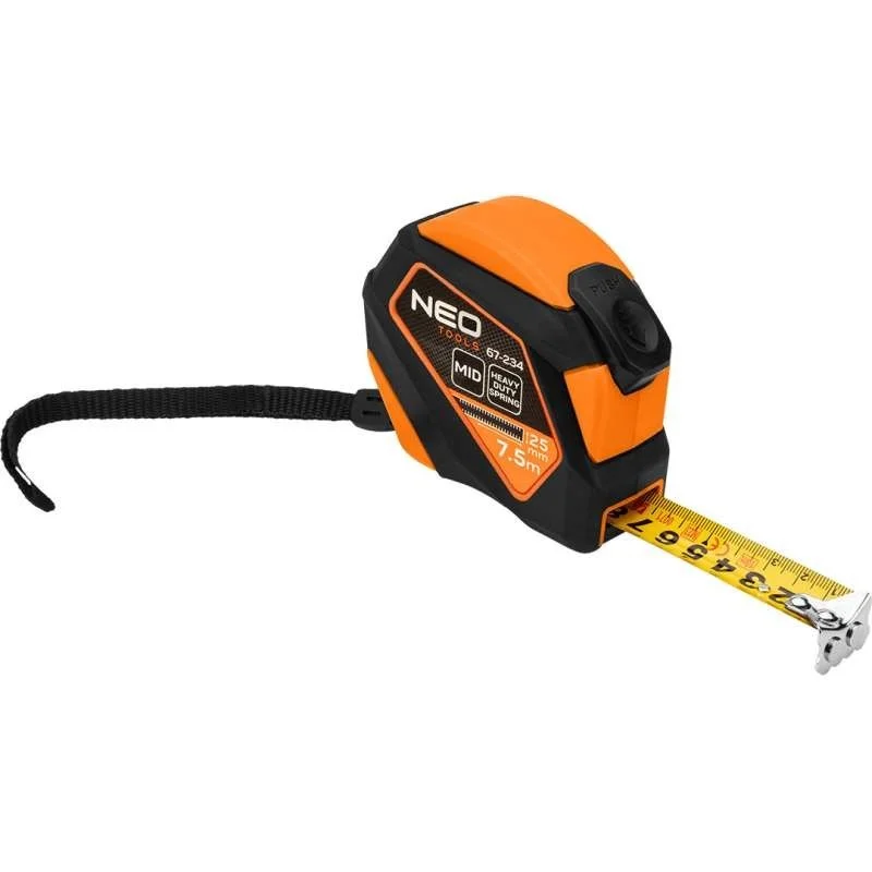 Árengedmény Méroszalag NEO TOOLS7.5m x 25mm acél autostop + rögzíto mágneses 67-234