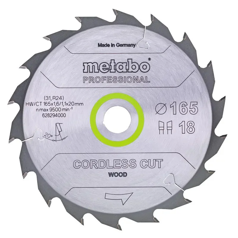 Ajánlat Metabo körfűrészlap 165x20mm 18WZ 20° cordless cut wood - professional, fa, 628294000