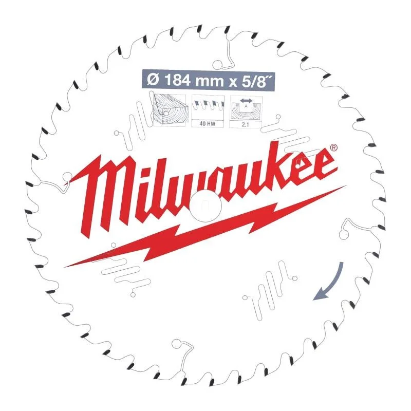 Alacsony ár Milwaukee körfűrészlap hordozható gépekhez (Fához) 184x5/8x2.1x40 ATB 4932471379