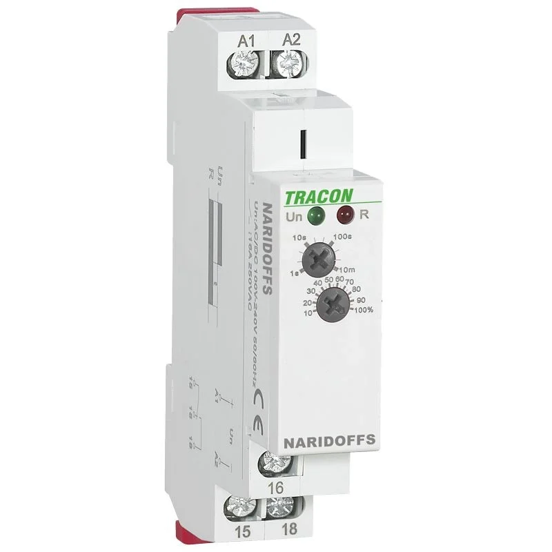 Árcsökkenés Időrelé elengedéskésleltetéses tápfeszültség vezérelt AC/DC 12-240V 0,1s-10m 16A NARIDOFFS Tracon