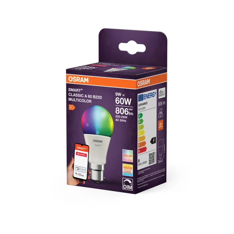 Ajánlat Osram Smart+ ZigBee B22d LED, 9 W, 806 lm, 2700-6500 K +RGB, dimmelhető